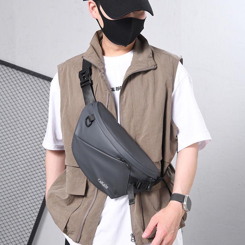 Men's Trendy Japanese Motorcycle Crossbody Chest Bag - Large Capacity, Functional Sports Messenger Backpack