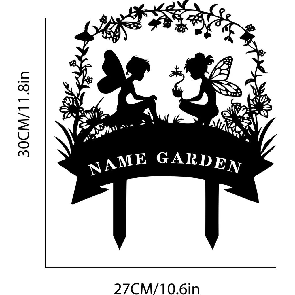 Metal Garden Stake Fairy Garden Sign Personalized Gardener Name Stake