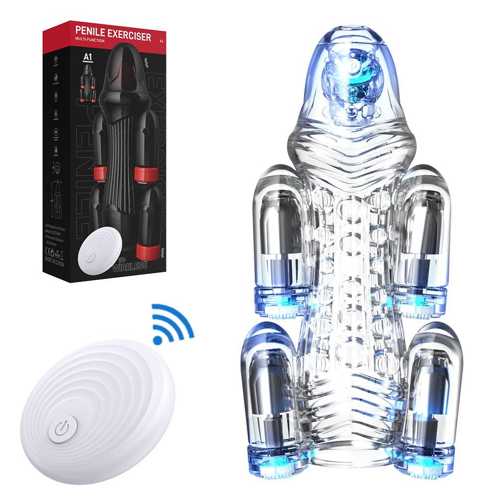 Bezdrátové dálkové ovládání Glans Vibrator Penis Ring Ring Sleeve Enlargement For Men Opakovaně použitelný kondom