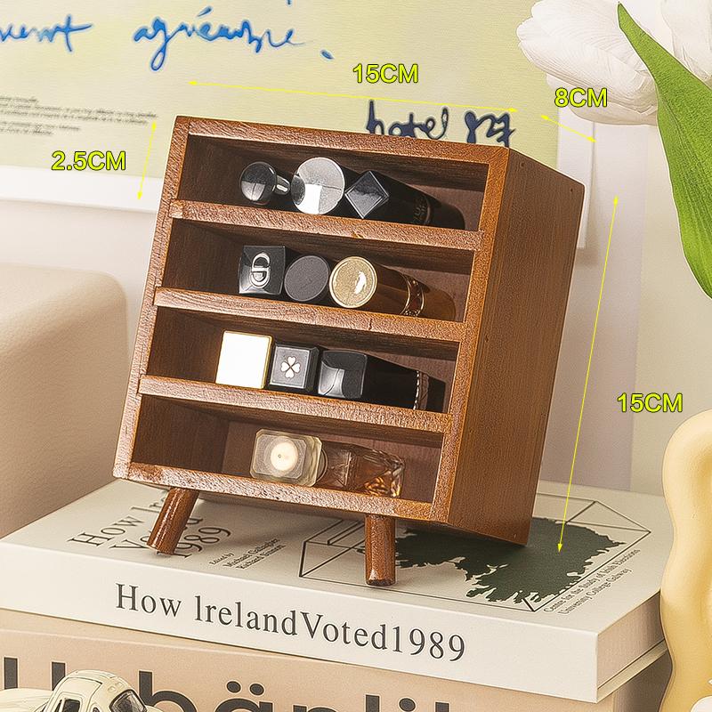 

Lipstick Rack with Compartments,Eooden Creative Perfume Sample,Lipstick,Lip glaze,Makeup,Multi-layer Display Desktop Storage Box