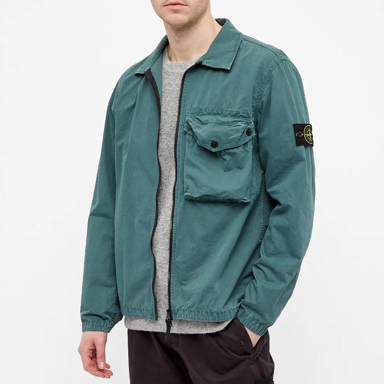 STONE ISLAND Zip Pocket Overshirt Petroleum Men Tops Blue 7415117WN-V0157