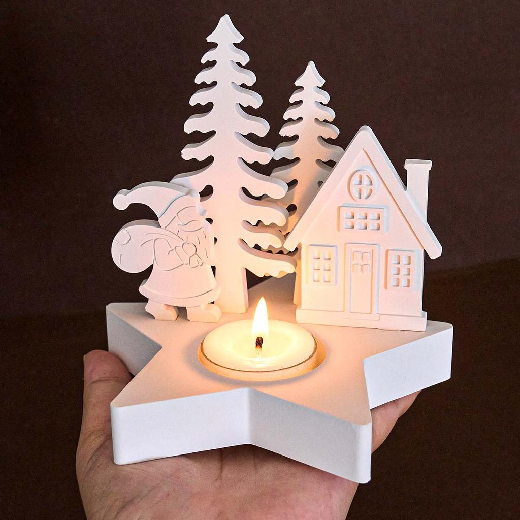 Christmas Tree Angel Elk Santa Claus Candlestick Mold DIY Star Design Candle Holder Casting Molds Plaster Resin Crafts Making