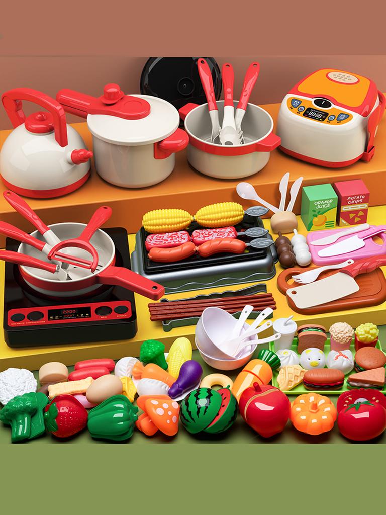 Cutting Play Food Toy for Kids Kitchen Pretend Fruit &Vegetables Accessories Educational Toy Food Kit for Toddler Children Gift