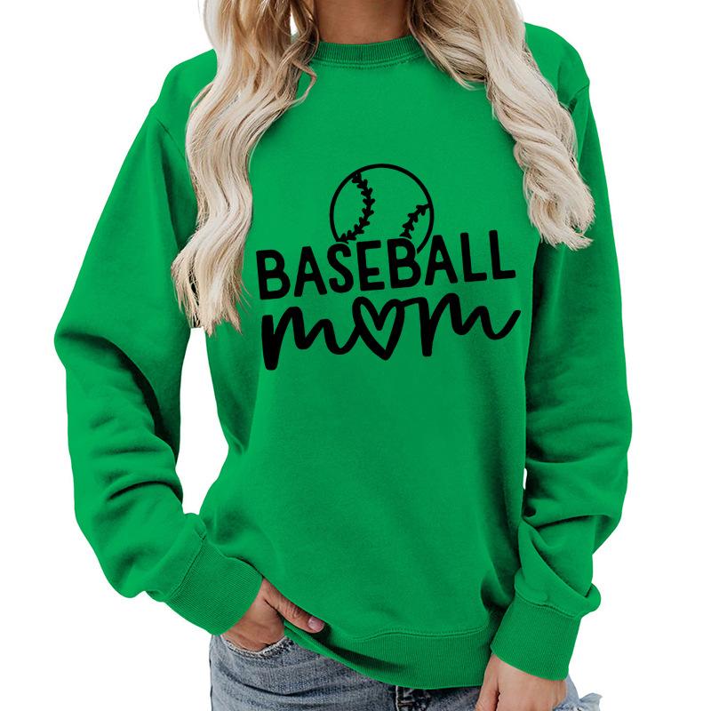 Women's Oversized Crew Neck Letter Print Baseball Sweatshirt Long Sleeve Casual Top Loose Fit Streetwear