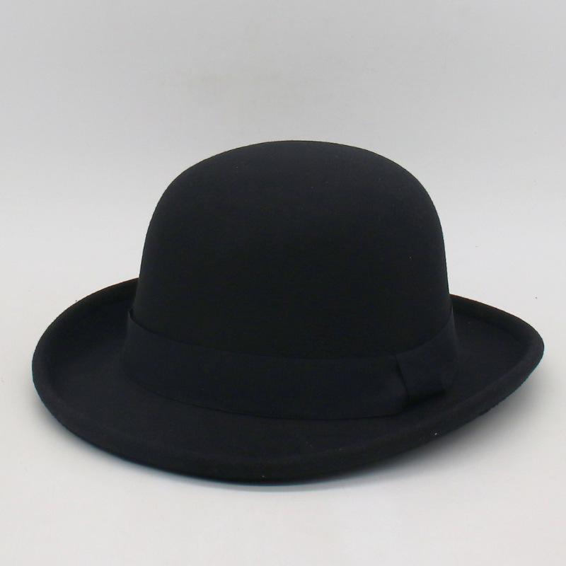 

Felt Top Hat Ladies Bowler Top Hat French Curled Hat Felt Hat one size [dome curl]