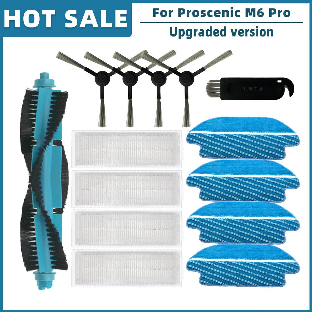 Replacement For Proscenic M6 Pro Robot Vacuum Cleaner Spare Parts Accessories Roller Main Side Brush Hepa Filter Mop Rag Cloth