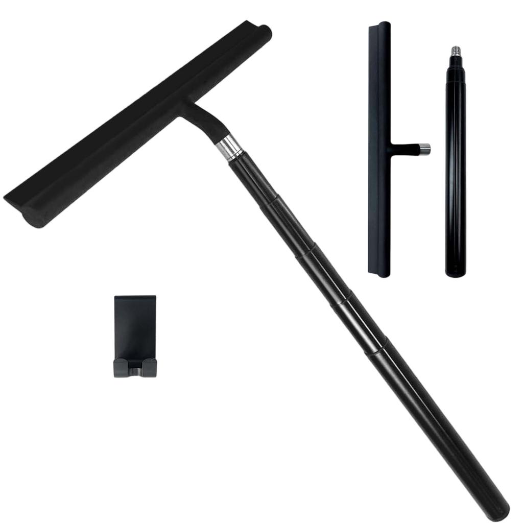 Expandable Bathroom Window Cleaner Steel Long Handle Shower Scraper with Nonslip Hook Multipurpose Surfaces Maintenance
