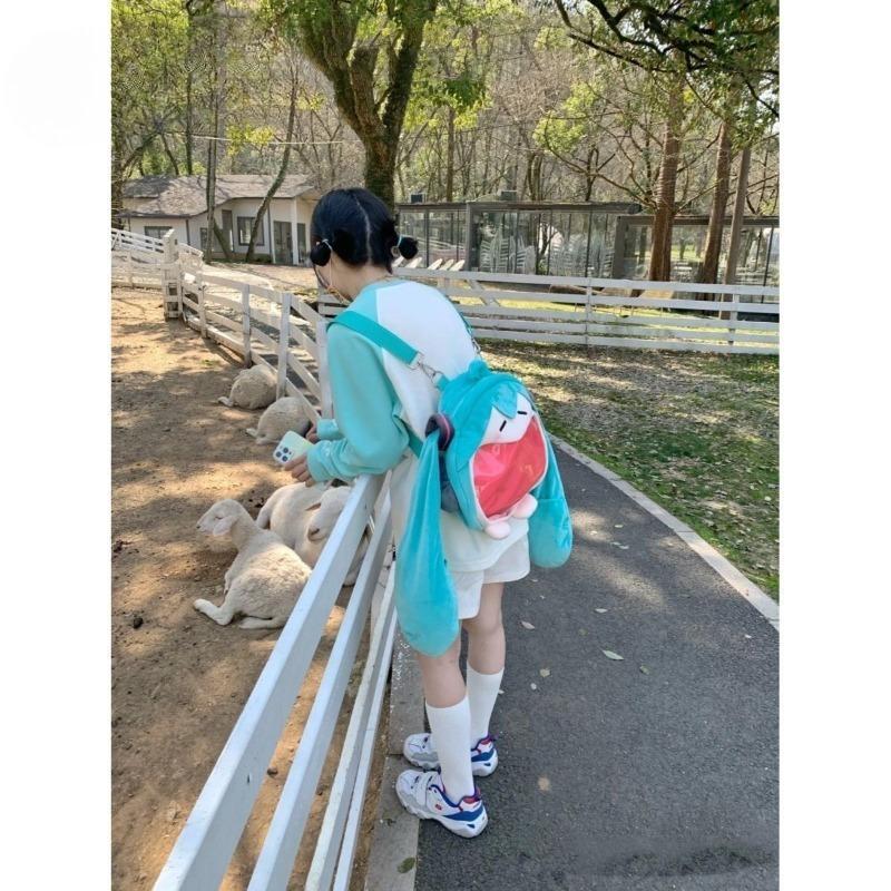 New Hatsune Miku Anime Bar Chi Cute Doll Large Capacity Backpack Kawaii Big Mouth Backpack as a Gift for Girlfriends and Sisters