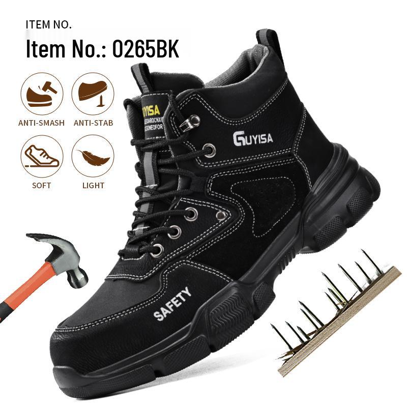 Men's High-Top Steel Toe Safety Shoes: Anti-Smash, Anti-Puncture, Anti-Slip, Waterproof, Comfortable.