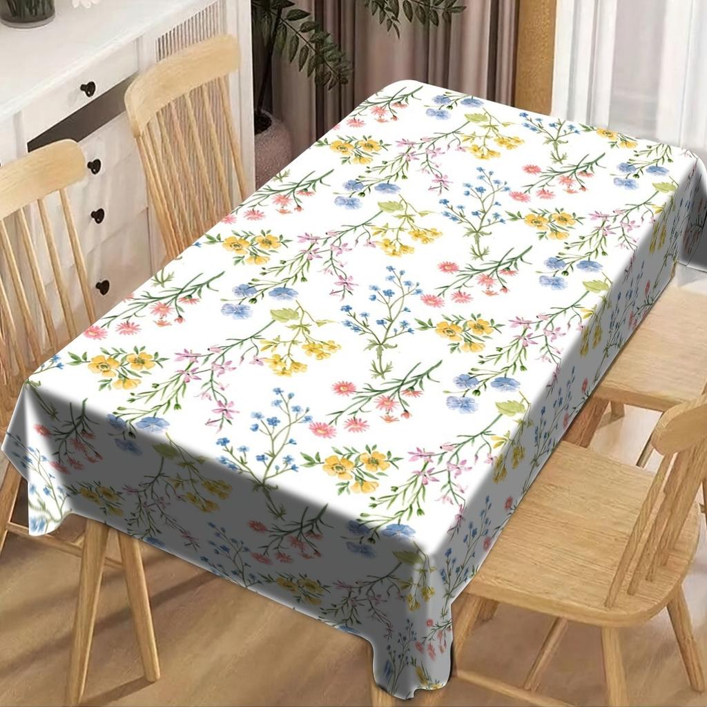 Vintage Floral Washable Tablecloth Soft Brushed Decorative Table Cover for Kitchen Dining Home Party Wedding Furniture Protection Home Decor