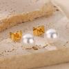 Simple temperament pearl earrings wind high-end stud earrings stainless steel round non-fading earrings low sensitivity