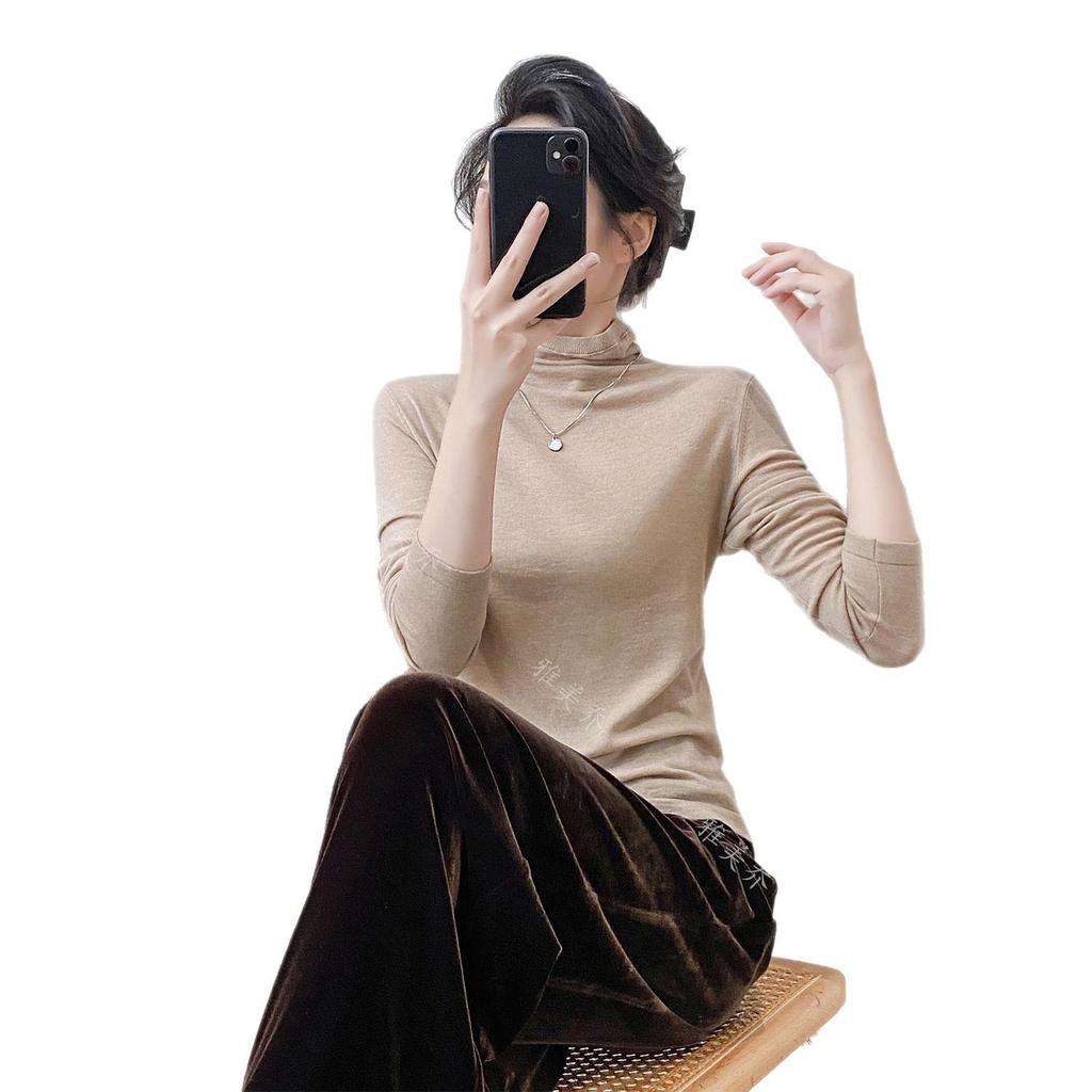 Autumn/Winter 2025 Women's Water-Soluble Wool Turtleneck Sweater - Solid Color, Long Sleeve Pullover, Cozy Base Layer