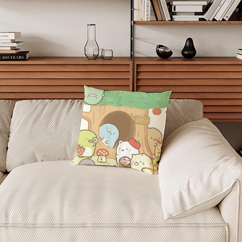Cartoon S-Sumikko Cute G-Gurashis Pillow Case Sofa Living Room Bedroom Headboard Backrest Cushion Square Cushion Nap Time