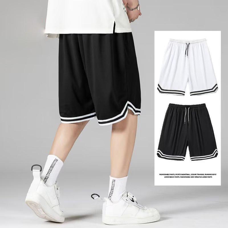 Men's Trendy American Basketball Shorts: Lightweight, Loose-Fit, Large-Size, Casual 5-Point Sports and Beachwear.