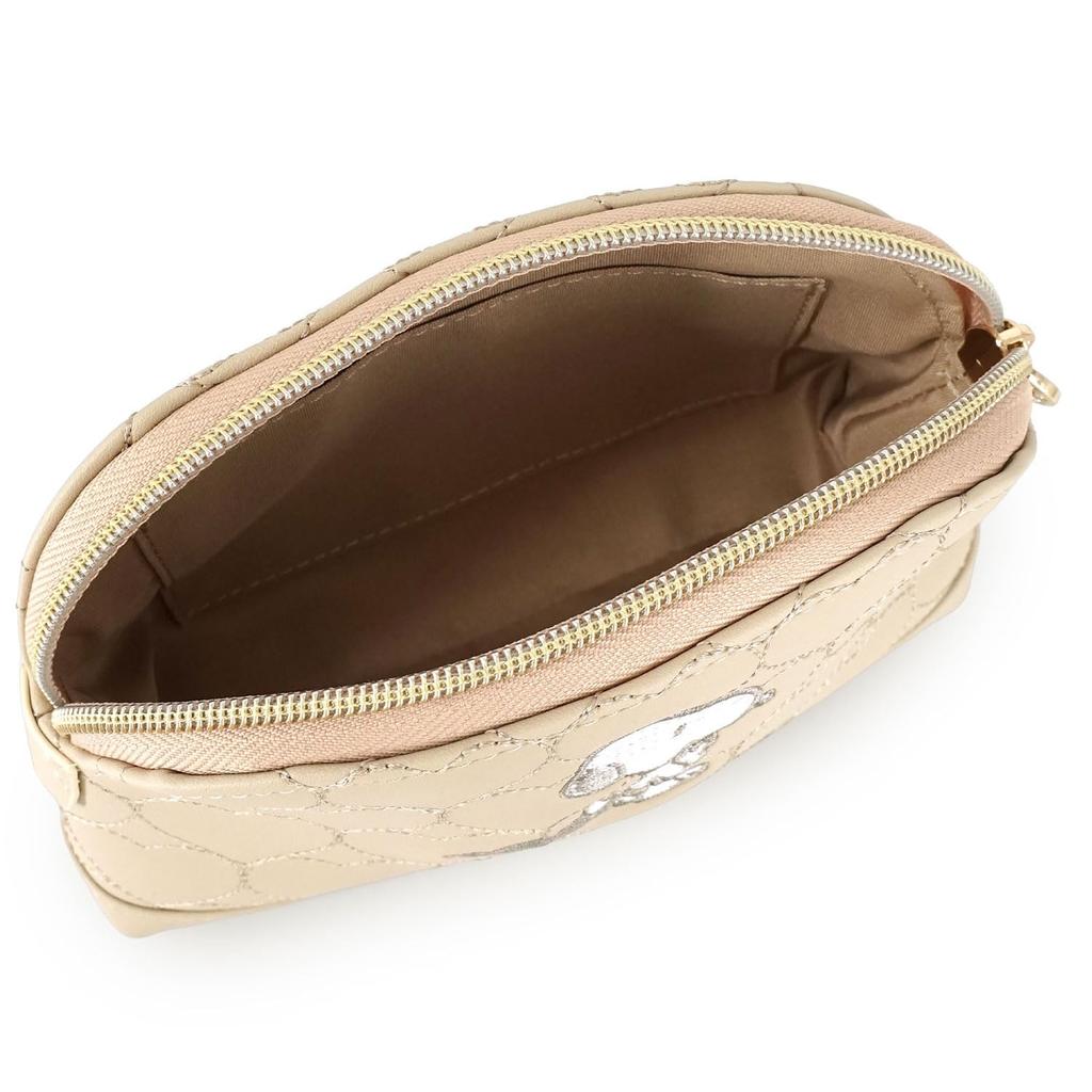 Snoopy Heart Quilted Series Shell-Shaped Pouch, Beige,