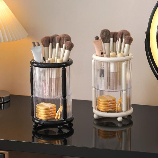 Makeup Brush Holder Desktop Lipstick Eyebrow Pencil Organizer 2-Tier Cosmetic Brush Cup for Dressing Table Organization