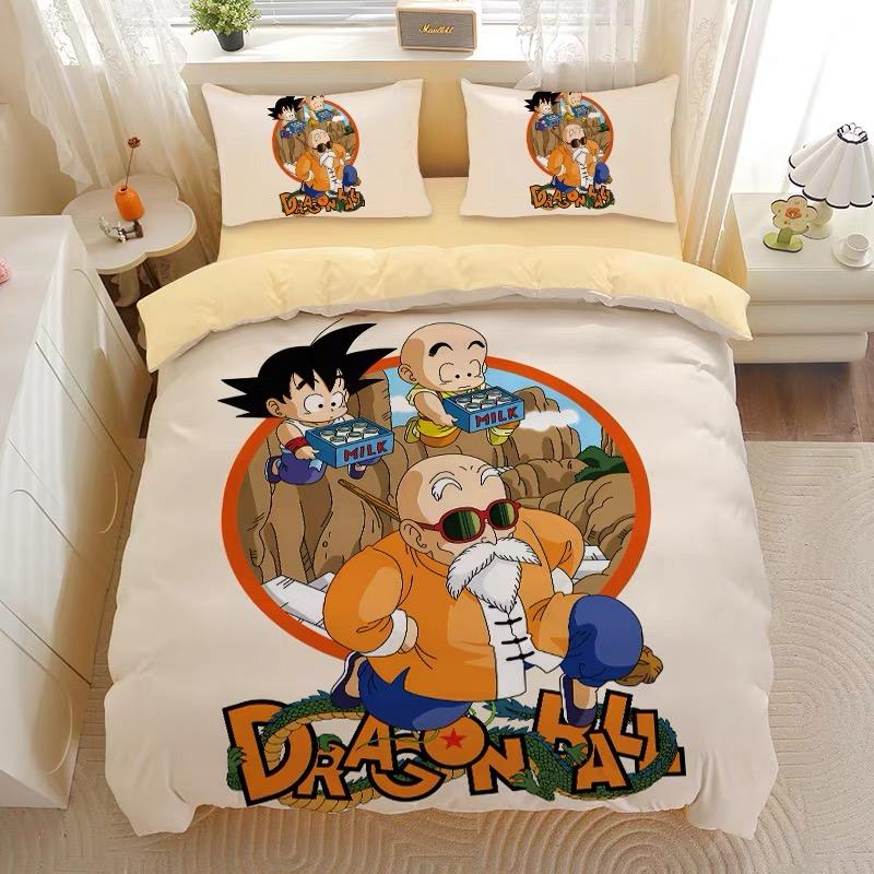 Bandai Print Dragon Ball Bedding Set Duvet Cover Pillowcase Anime Cartoon Twin Full Queen Bed Comforter Cover Boys Bedroom Gifts