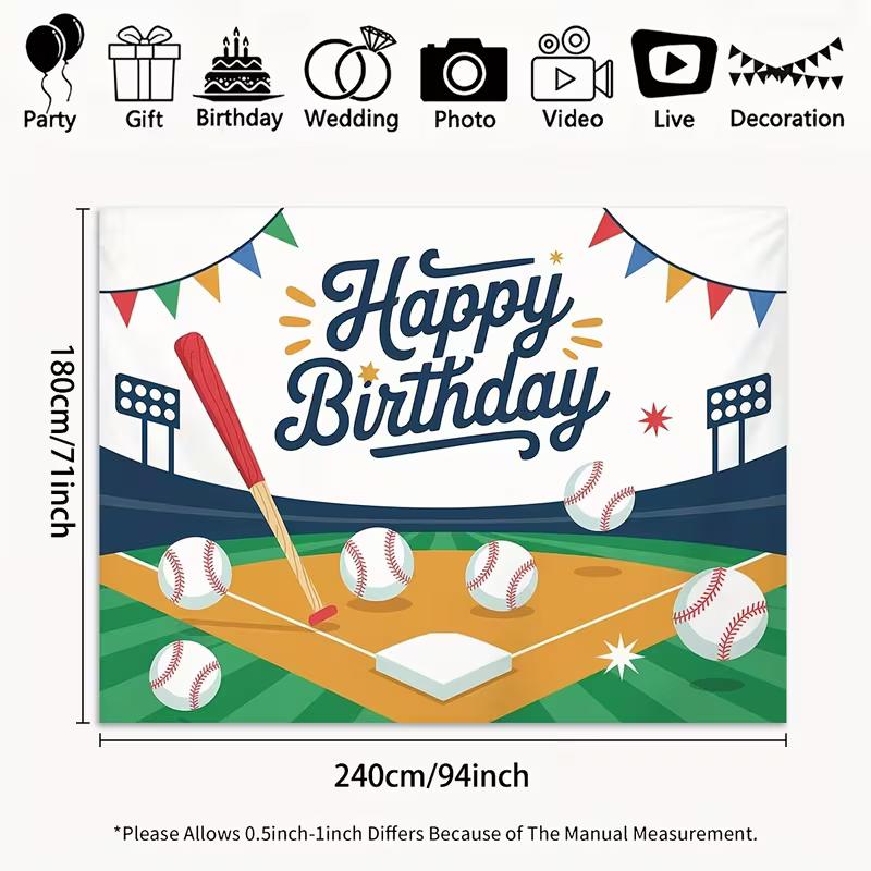 

2D Baseball Bat & Ball Birthday Backdrop for Little Boys Birthday Decoration 47.2x31.5inch/120*80cm
