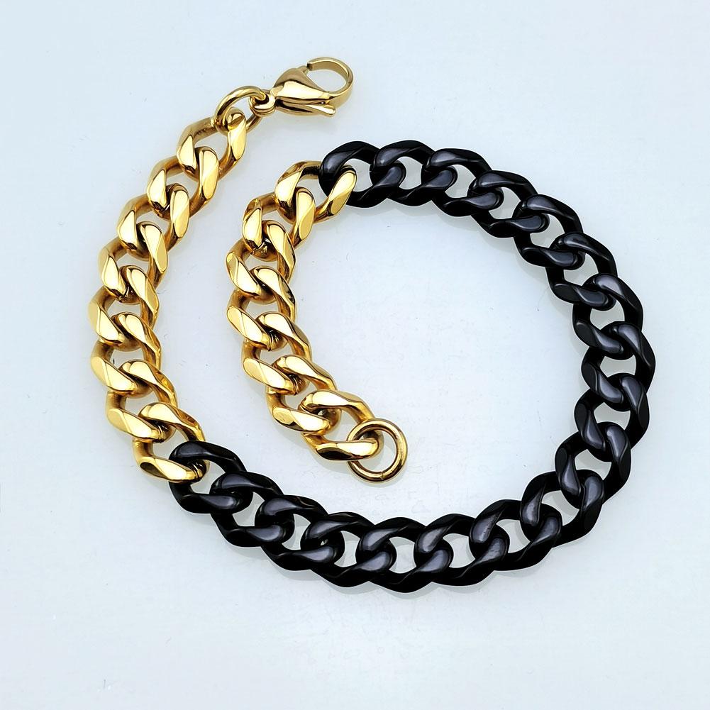 New 316L Stainless Steel Gold and Black Dual Hip Hop Bracelet Anklet