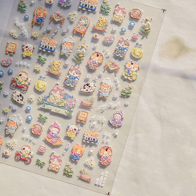 

Spring Music Chapter Cat Nail Sticker Relief New Arrival 3D Cute Pet Kid Children s Nail Stickers Decoration Lawn Concert 4825((Relief))