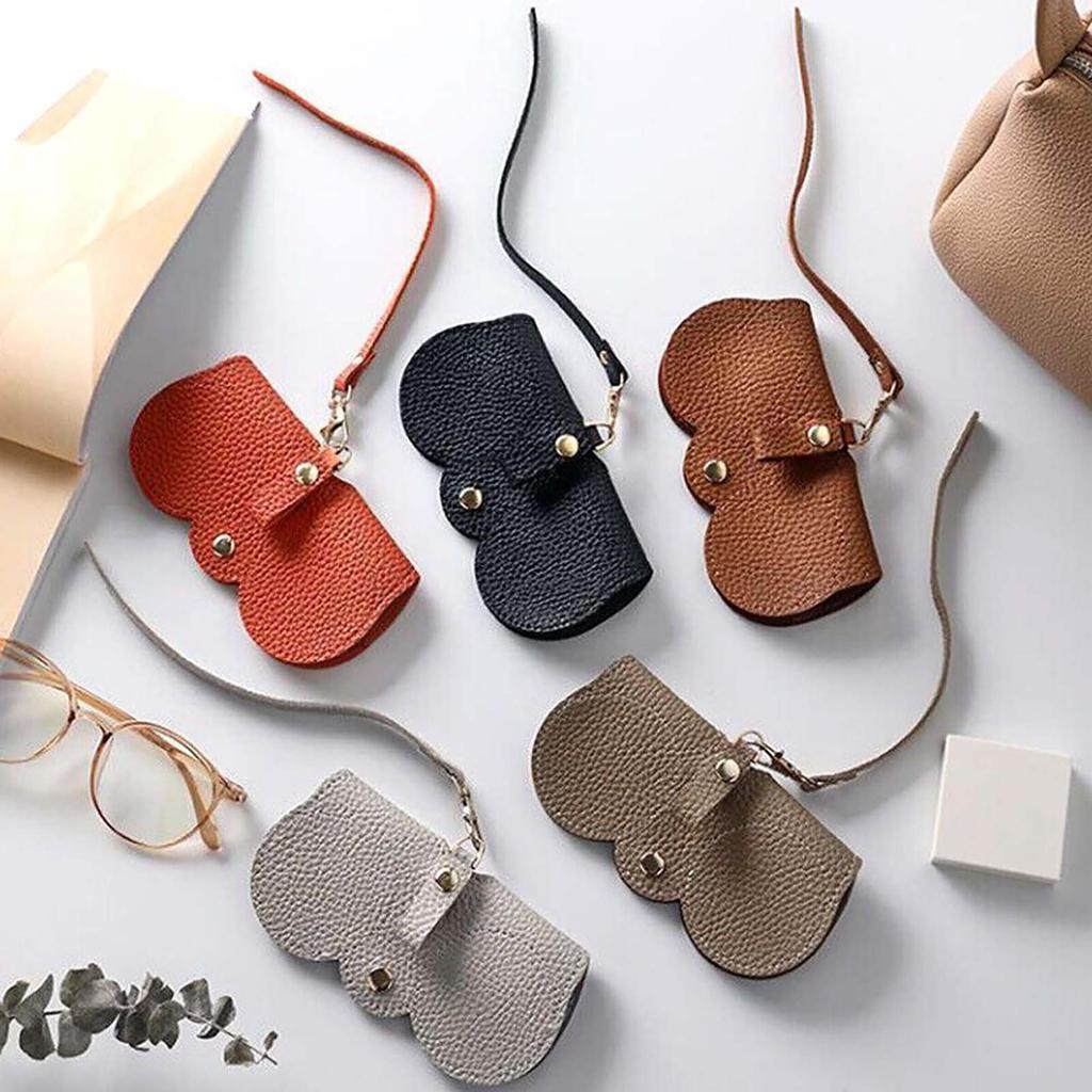 Sunglasses Leather Storage Bag with Wrist Strap Sunglasses Cases for Carrying Glasses Coins Keys