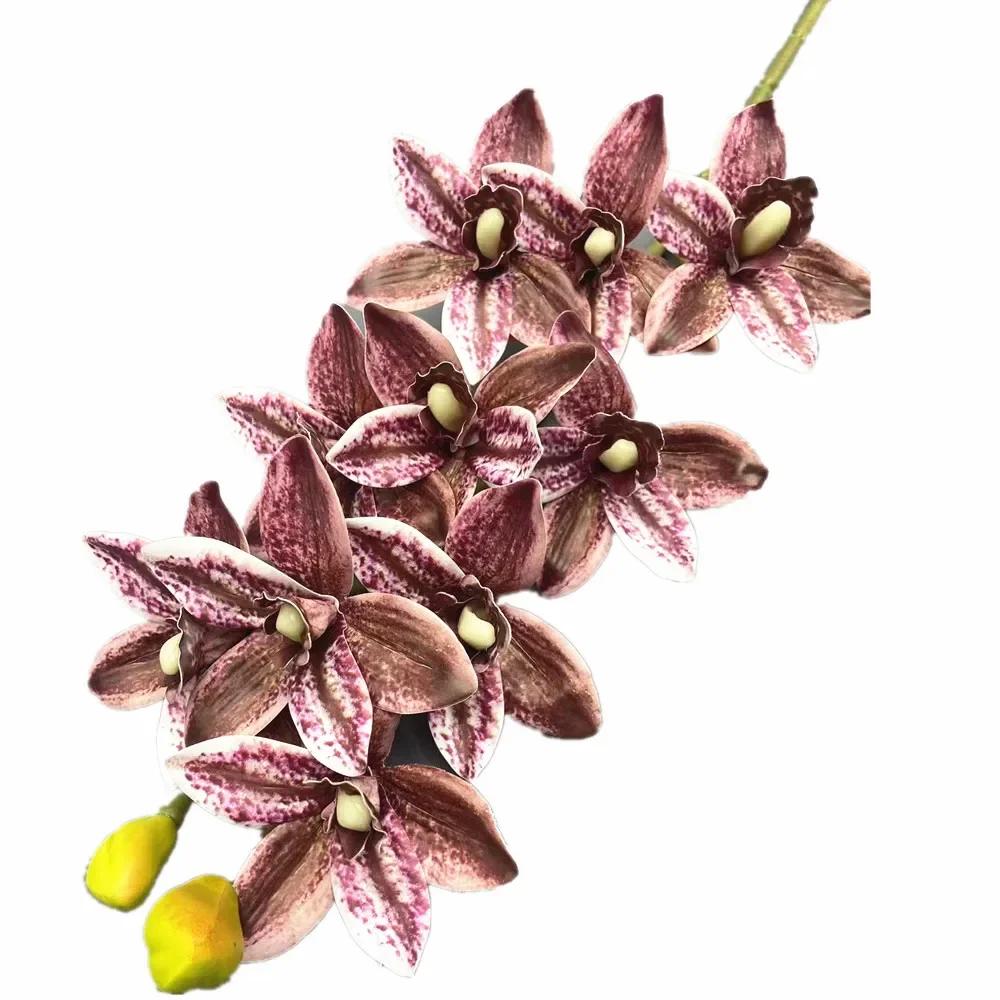 One Artificial Cymbidium Hookerianum 10 Heads Simulated Vanda Cymbidium Tropical Phalaenopsis Tiger Orchid Plant