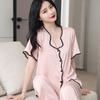 Women's Ice Silk Pajama Set: Short Sleeve Lapel, Korean Style for Spring to Autumn