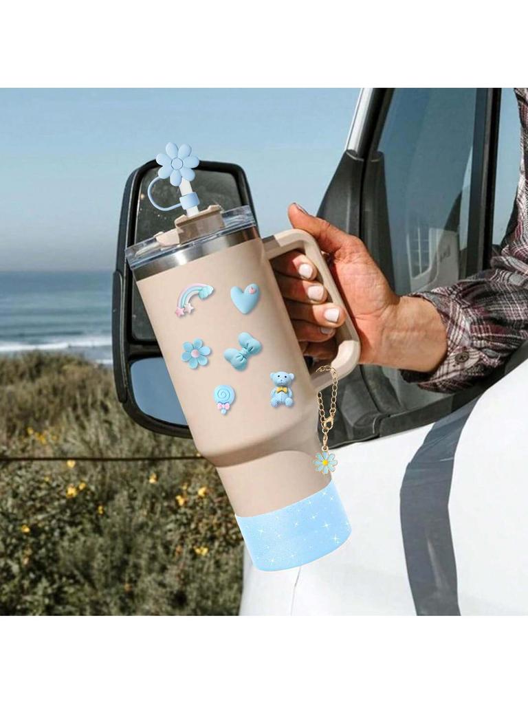 Cup Accessories, Cute 3D Stickers, Straw Lid, Cute Handle Pendant, Silicone Boots Compatible with Stanley Cup Drum
