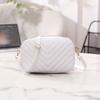 PU Leather Solid Color V-pattern Embroidery Crossbody Shoulder Bag