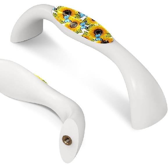 LORVIES 4 Pack 5.6" Marble Decorative Cabinet Knobs, ABS Glass Wavy Long White, Drawer Dresser Door Handles Pulls for Home Kitchen Bedroom (Turquoise