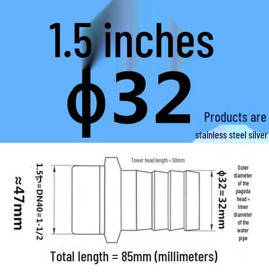 304 Stainless Steel Hex Threaded Water Hose Barb Connector