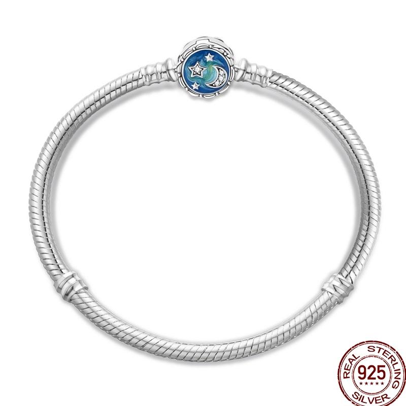 925 Sterling Silver 17-20CM Original Bracelets Heart Moon Sun Clasp Bead Charm Bracelet Fit DIY Charms Beads for Women Jewelrys