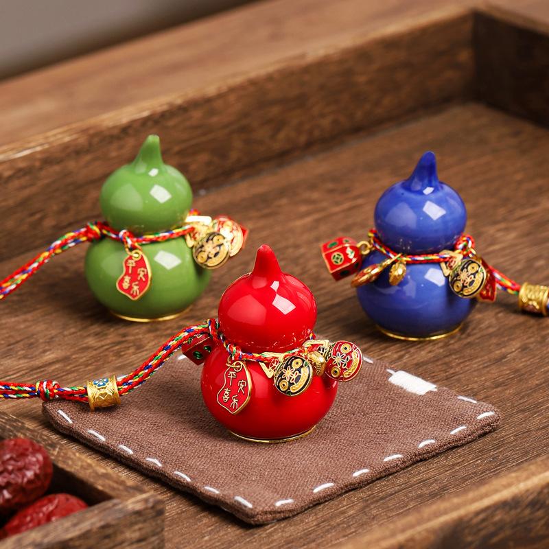 Mini Colorful Ceramic Gourd Lucky Home Decor Handmade Ornament for Prosperity