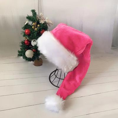 New Year 2025 75Cm White Fur Adult Christmas Hat Party High Quality Fur Xmas Cap Children Adult Plush Home Party Decoration