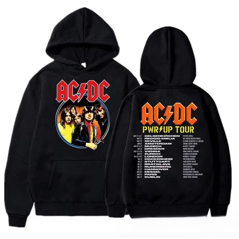 Autumn and Winter Men's Hooded Sweatshirt ACDC Pattern Brand Hooded Sweatshirt Y2K Clothing Fashion Casual Long Sleeved Pullover