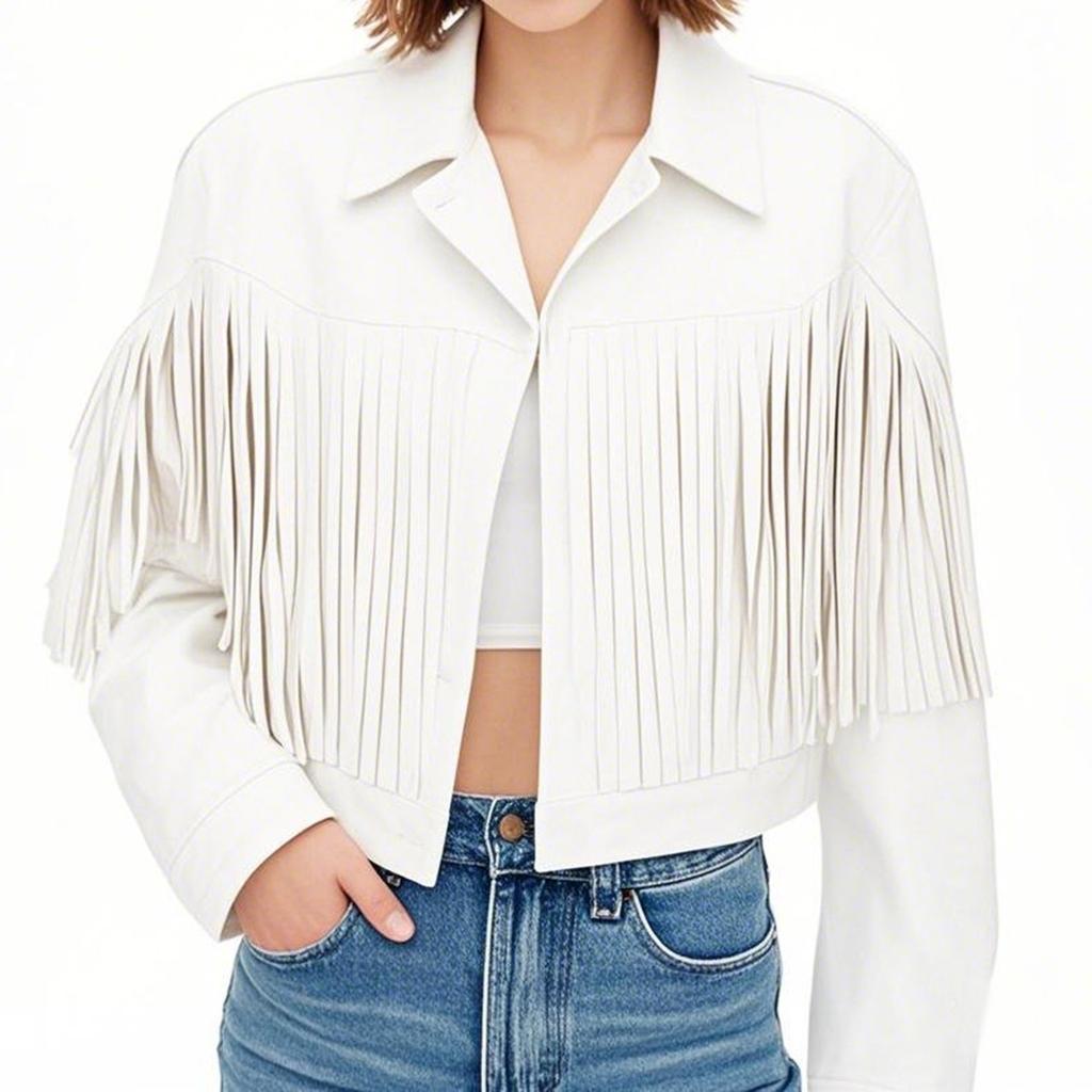 Women Faux Suede Leather Tassel Jackets - Vintage Lapel Open Front Cowboy  Long Sleeve Tassels Cardigan Coat Tops