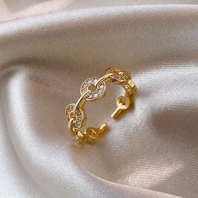 Niche Coin Open Ring Women's Light Luxury Senior Sense Fortune Theme Index Finger Ring New Tide Everyday Dainty Fashion Jewelry