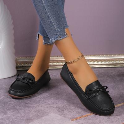 2024 2024 New Spring And Autumn Women's Flat Shoes Round Toe Shallow Mouth Bow Versatile Casual Large 36-42 Shoes for Women