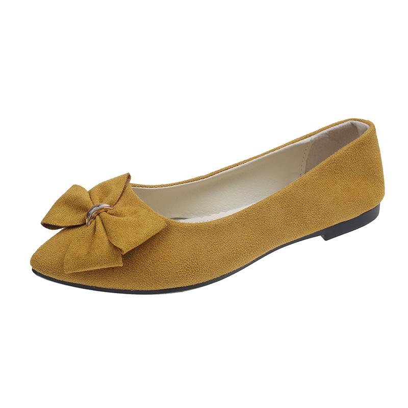 2025 Spring/Autumn Women's Bow Suede Loafers - British Style, Casual, Low-Cut, Plus Size