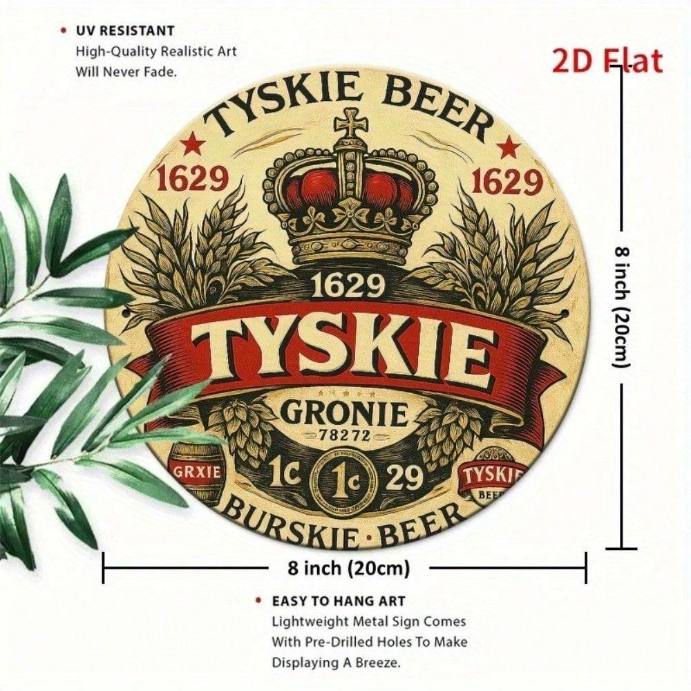 Metal Poster Retro Beer Sign Tyskie Crown 20x20 cm Vintage Pub Wall Decor for Home Bar