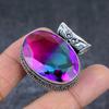 Pendente in Argento Sterling 925 Fatto a Mano con Tormalina Bicolore 1.50" J1R24