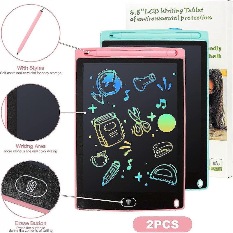 Lcd Writing Tablet  2 Packs Drawing Pads For Kids 3 4 5 6 Years Old 85 Inch Colorful Lines Doodle Scribble Boards Educational Toys For Boys Girls Road