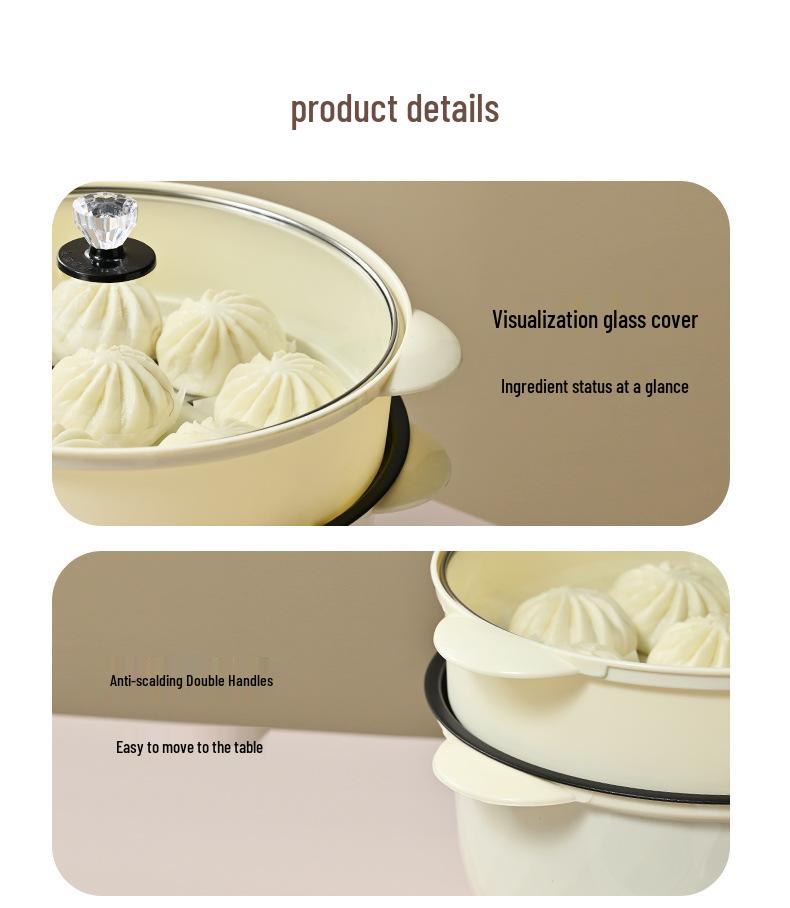 Xiangke Double-Layer Ceramic Electric Cooker: 24CM Non-Stick Hot Pot with Steamer