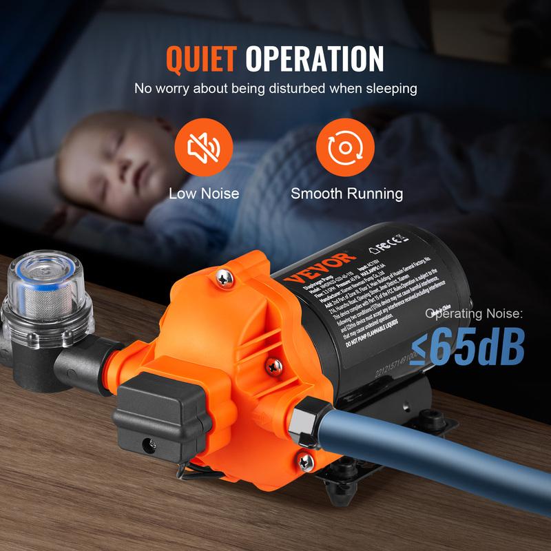 SucceBuy RV Water Pressure Diaphragm Pump 3.3GPM / 3.5GPM / 5.5GPM Adjustable Priming Sprayer Pump for Camper Marine Boat Lawn