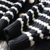 Striped V-neck Sweater Jacket Women's Loose Lazy Style Knitted Cardigan Korean Autumn and Winter Long Sleeved Knitted Sweater Autumn and Winter