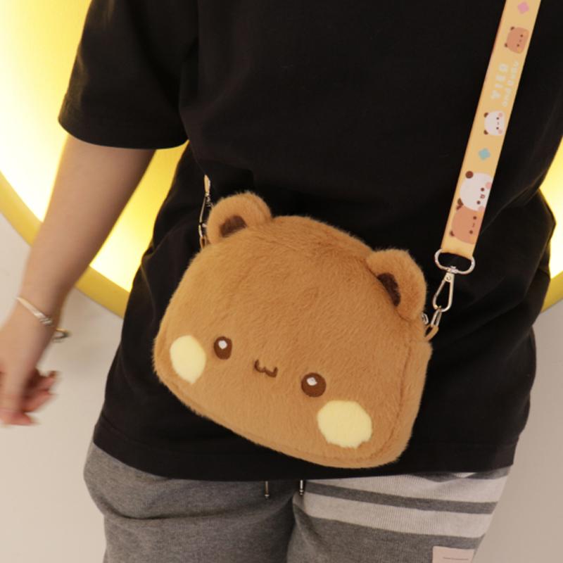 

2024 Panda Bubu And Yier Big Head Plush Doll Messenger Bag Cute Cartoon Panda Bear Doll Kawaii Plush Shoulder Bag Couple Gift About 19X22X8CM