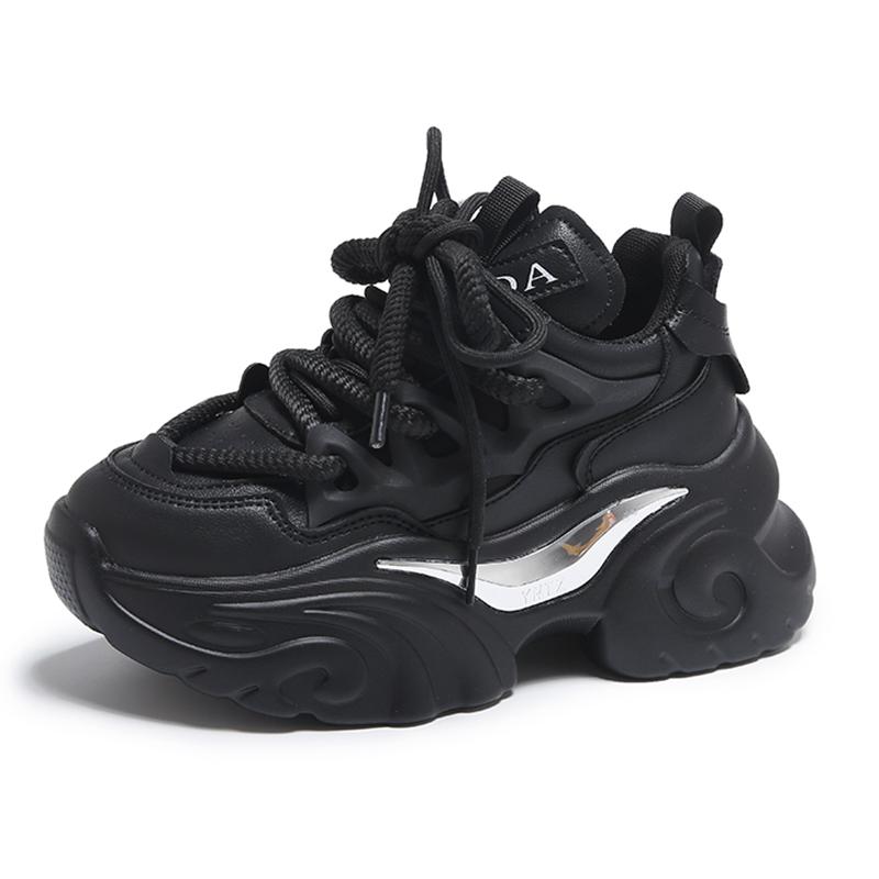 fashion White Chunky Sneakers for Women Fashion Non Slip Platform Sports Shoes Women PU Leather Thick Bottom Vulcanized Shoes Woman 2024