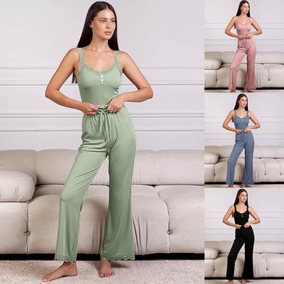 Summer New Ladies 2-Piece Homewear Casual Pajamas Women Lace Lace Suspenders Trousers Sexy Ladies Homewear Pajamas