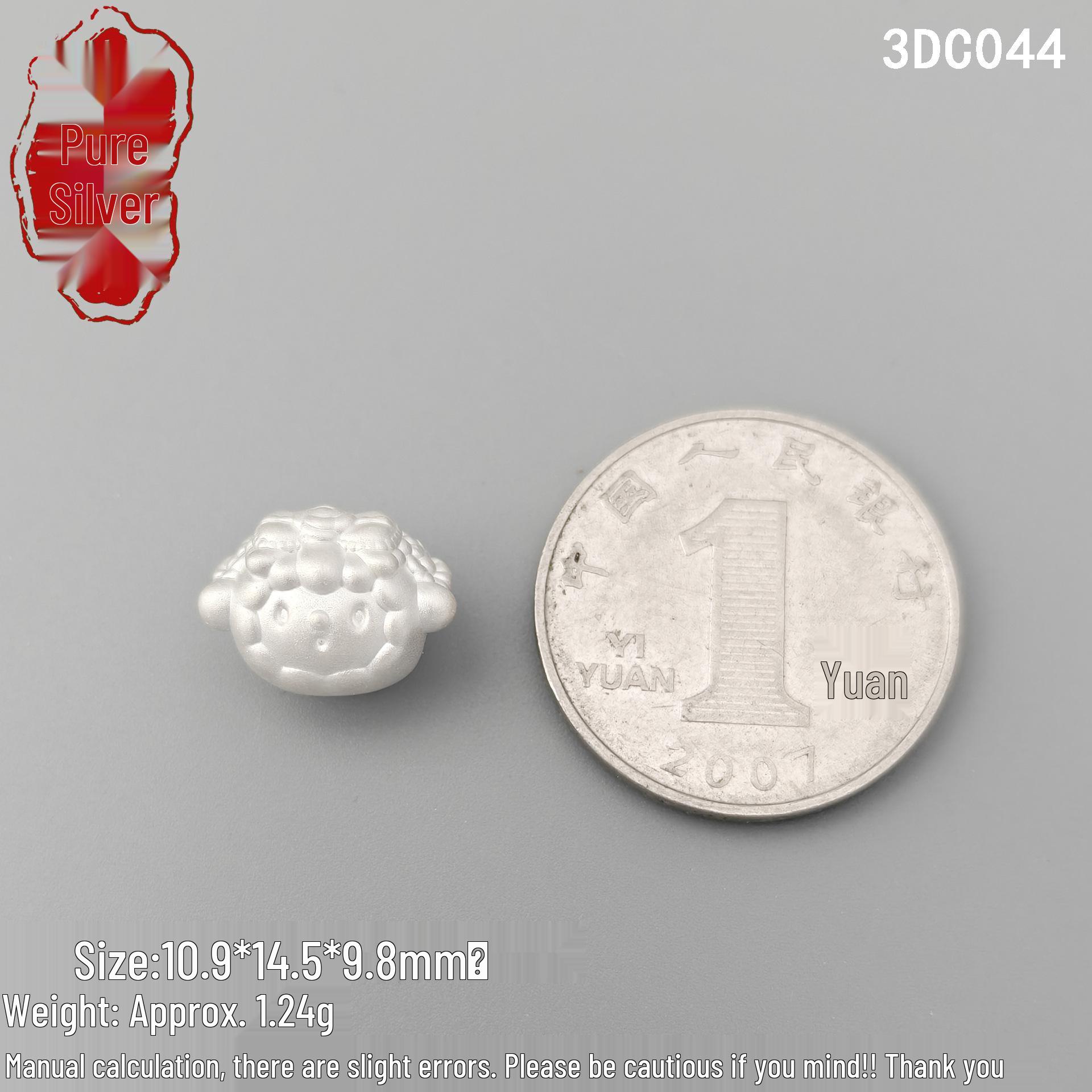 Sterling Silver 999 Sanrio Bride Little Sheep 3D Handmade Pure Silver Accessories 99.9% Pure Silver: Single Price