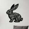 1pc Tribal Rabbit Iron Wall Art - Metal Rabbit Sculpture for Easter Spring Gift Indoor Outdoor Garden Fence Living Room Decor